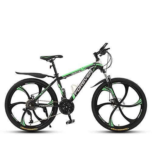 Mountain Bike : ZLZNX 26 Inch Gravel Road Bike, Fork Suspension Disc Brakes Mountain Bike, High Carbon Steel Frame, Lightweight Beach Cruiser Bicycle for Adult, Green, 30Speed