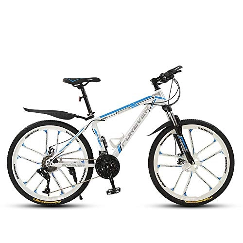 Mountain Bike : ZLZNX 26 Inch Gravel Road Bike, Fork Suspension Disc Brakes Mountain Bike, High Carbon Steel Frame, Lightweight Beach Cruiser Bicycle for Adult, White, 21Speed
