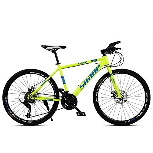 Mountain Bike : ZLZNX 26 Inch Mountain Bikes, Men's Dual Disc Brake Hardtail Mountain Bike, Bicycle Adjustable Seat, High-carbon Steel Frame, Yellow, 27Speed