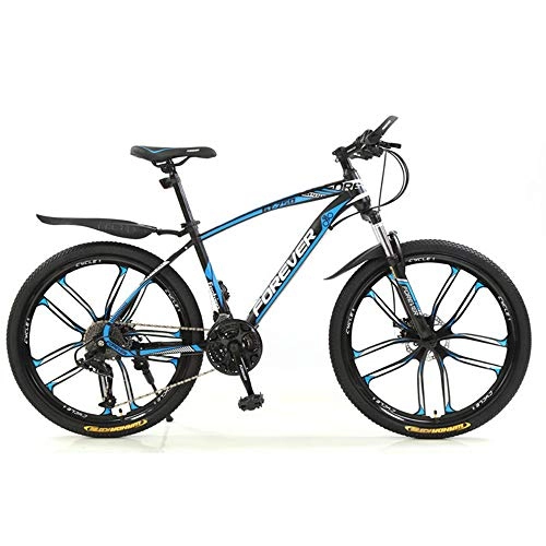 Mountain Bike : ZLZNX Bicycle, 24 Inch 21 / 24 / 27 / 30 Speed Mountain Bikes, Hard Tail Mountain Bicycle, Lightweight Bicycle with Adjustable Seat, Double Disc Brake, Blue, 21Speed