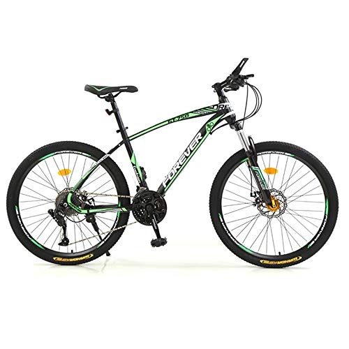 Mountain Bike : ZLZNX Bicycle, 26 Inch 21 / 24 / 27 / 30 Speed Mountain Bikes, Hard Tail Mountain Bicycle, Lightweight Bicycle with Adjustable Seat, Double Disc Brake, Green, 27Speed