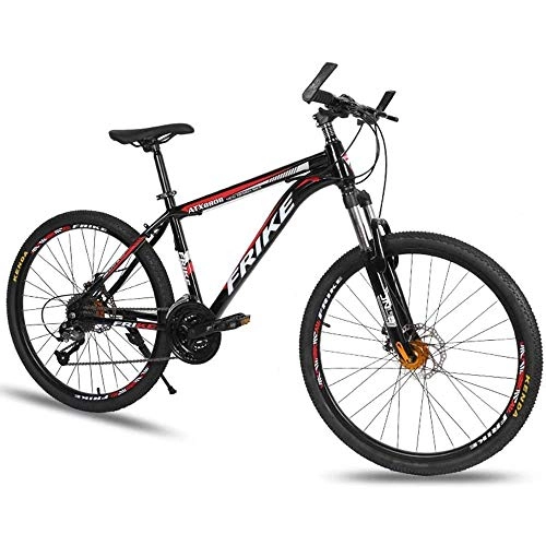 Mountain Bike : ZLZNX Mountain Bike, Road Bicycle, Double Disc Brake Hard Tail Bike, 26 Inch Bike, Carbon Steel Adult Bike, 21 / 24 / 27 Speed Bike, Colourful Bicycle, Black red, B