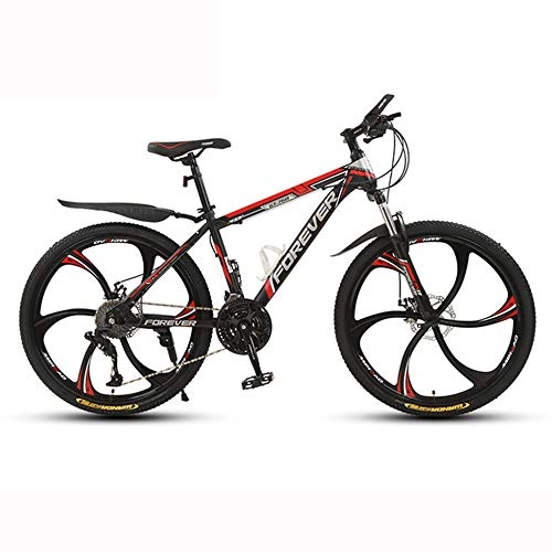 Mountain Bike : ZMCOV 24 / 26 Inch 21 / 24 / 27 / 30-Speed Mountain Bike for Adult, Lightweight High-Carbon Steel Frame, Suspension Fork, Double Disc Brake, 24 speed, 24Inch