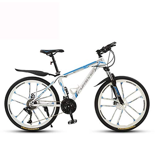 Mountain Bike : ZMCOV Mountain Bicycle with 10 Cutter Wheel, High-Carbon Steel Hardtail Mountain Bike, Road Bikes with Front Suspension Adjustable Seat, 27 speed, 26Inch