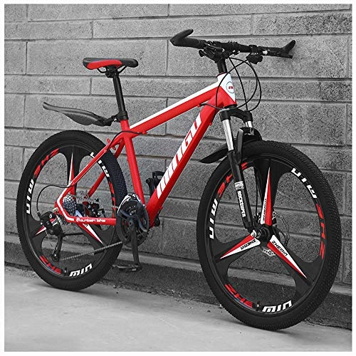 Mountain Bike : ZMCOV Mountain Bikes, Mens Bike with Front Suspension Adjustable Seat, High-Carbon Steel Hardtail Ladies Bicycle, 21 Speed, 24Inch