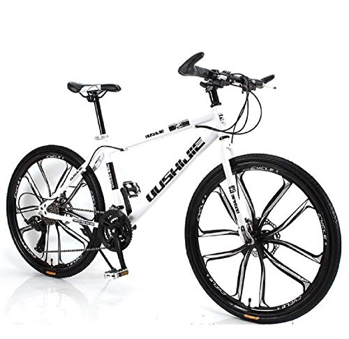 Mountain Bike : ZMJY Bicycle, Adult 26 Inch 24 Speed Adjustable City Bicycle Double Disc Brake Aluminum Frame Road Bike Mountain Bike, White
