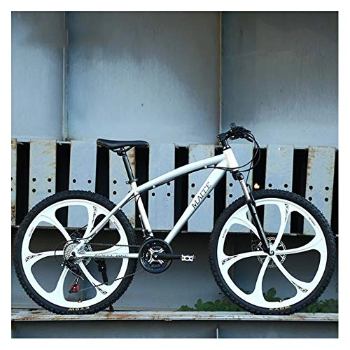 Mountain Bike : ZMJY Mountain Bike, 26 Inch Outdoor Travel Bicycle 21 Speed Variable Front And Rear Mechanical Disc Brake, White