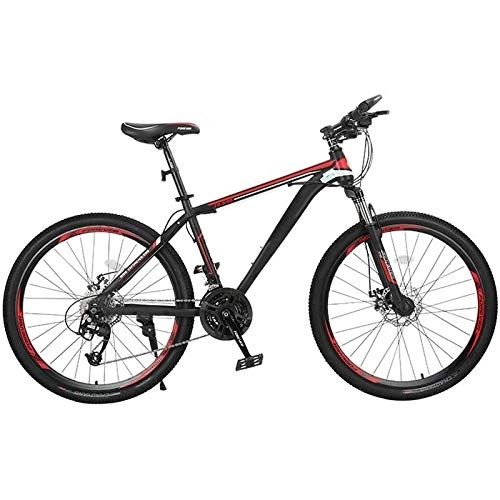 Mountain Bike : Znesd 26 inches Mountain BikeAluminum alloy frame Double disc brake Travel Bicycle Adult Men and Women Light Bike Shock Absorption Off-Road Racing bicycle (Color : Red, Size : 26 inches-30 speed)