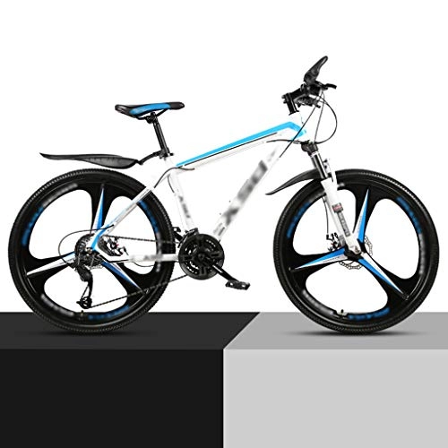 Mountain Bike : ZRN Mountain Bike, Unisex Bicycle for Youth Adult, Road City Bike, Outdoor-recreation Race Bike, White and Blue, Multiple Speed Options