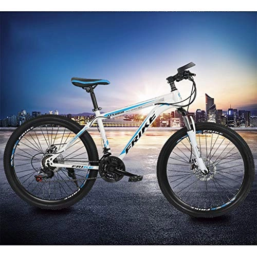 Mountain Bike : ZTIANR 26 Inches Wheel Front Suspension Mens Mountain Bike High Carbon Steel Frame 21 / 24 / 27 Speed Mechanical Disc Brakes, Blue, 27 inches