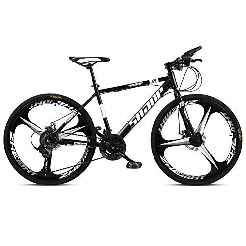 Mountain Bike : ZTIANR Bicycle 21 / 24 / 27 / 30 Speed Mountain Bike 26-Inch Road Bike Lightweight Aluminum Full Suspension Frame, Black, 21 speed