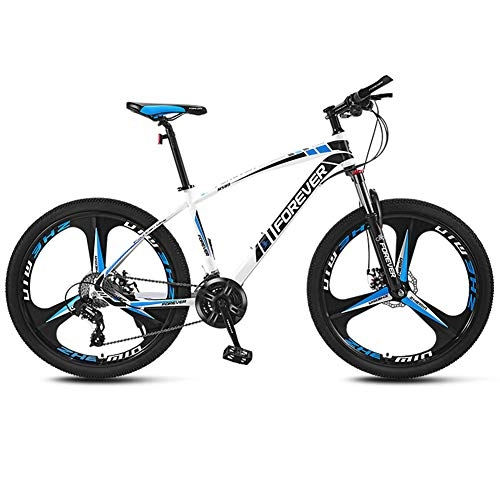 Mountain Bike : ZTIANR Mountain Bicycle, 26" Wheel Front Suspension Mountain Bike 21 / 24 / 27 / 30 Speed Adult Dual Disc Brake Mountain Bike, Blue, 30 speed
