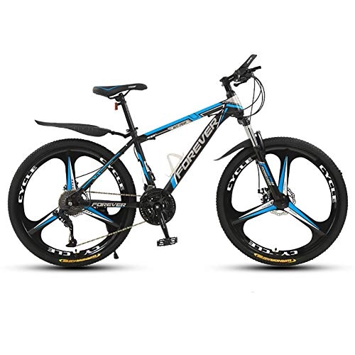 Mountain Bike : ZWPY 21 Speed Mountain Bike, 26 Inch Shock Absorption Mountain Bike, High-Carbon Steel Frame, Mechanical Double Disc Brake, Outroad Mountain Bike for Adult, 3 Cutter Wheel, black blue