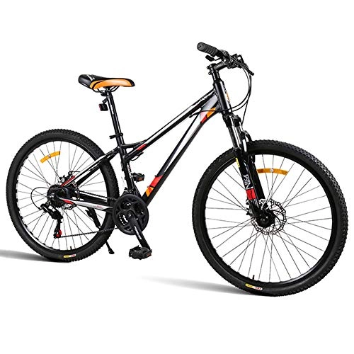 Mountain Bike : ZWW Adult Mountain Bike, 26In 24-Speed Lightweight Aluminum Alloy Shock Absorption Outdoor Girl Off-Road Bike Suitable for Commuting / Travel / Sports Fitness, black orange