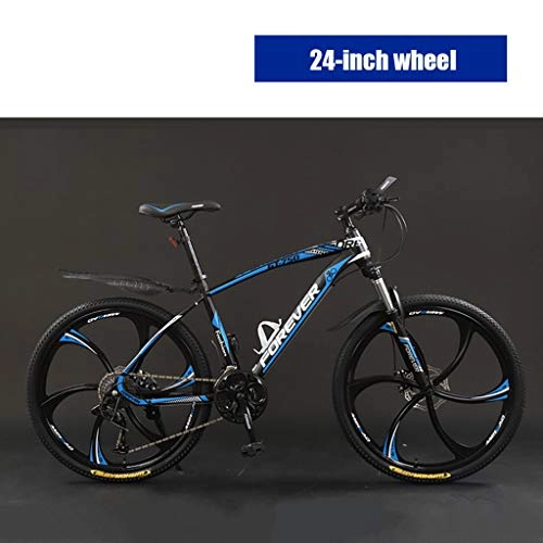 Mountain Bike : zxcvb 24 Wheel Mountain Bike, 21 / 24 / 27 / 30 Speed, High-carbon Steel Adult Bicycle, Variable Speed Trail Bike, Double Disc Brakes, Full Suspension MTB