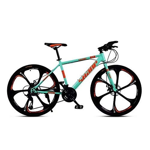 Mountain Bike : ZXM Country Mountain Bike, 24 / 26 Inch Double Disc Brake, Adult MTB Country Gearshift Bicycle, Hardtail Mountain Bike with Adjustable Seat Carbon Steel Green 6 Cutter
