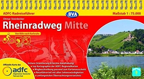Mountainbike-Bücher : ADFC-Radreiseführer Rheinradweg Mitte 1:75.000 praktische Spiralbindung, reiß- und wetterfest, GPS-Tracks Download: Von Köln nach Karlsruhe