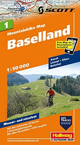 Mountainbike-Bücher : Baselland Nr. 01 Mountainbike-Karte 1:50 000: Aosch, Liestal, Olten, Balsthal. Wasser- und reißfest. GPS. 1:50 000, 33 Touren (Hallwag Mountainbike-Karten, 1)