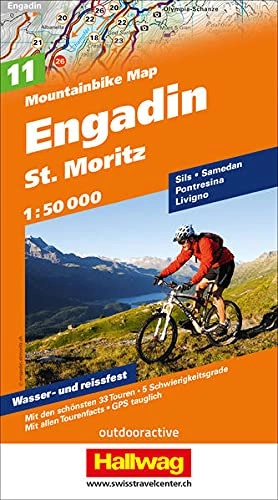 Mountainbike-Bücher : Engadin St. Moritz Nr. 11 Mountainbike-Karte 1:50 000: Mit den schönsten 33 Touren, 5 Schwierigkeitsgrade, mit allen Tourenfacts, GPS tauglich. Mit ... Laminiert (Hallwag Mountainbike-Karten)