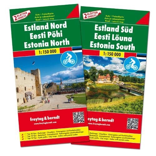 Mountainbike-Bücher : Estland Nord und Süd, Autokarten Set 1:150.000: wegenkaart 1:150 000 (freytag & berndt Auto + Freizeitkarten)