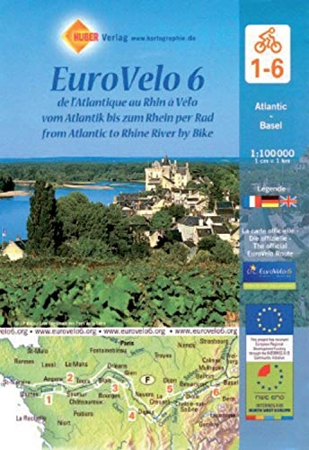 Mountainbike-Bücher : EuroVelo 6 (Atlantic - Basel) 1:100 000: Cycle Map Set (6 Maps) 1:100 000 / de l’Atlantique au Rhin à Vélo / vom Atlantik bis zum Rhein per Rad / from ... dem Fahrrad vom Atlantik zum Schwarzen Meer)
