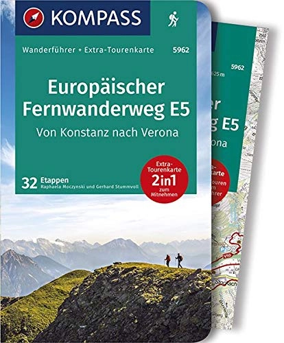 Mountainbike-Bücher : KOMPASS Wanderfhrer Europischer Fernwanderweg E5, Von Konstanz nach Verona: Wanderfhrer mit Extra-Tourenkarte 1:50.000-62.500, 32 Etappen, GPX-Daten zum Download.