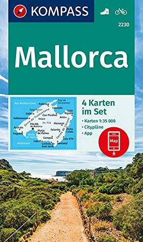 Mountainbike-Bücher : KOMPASS Wanderkarte Mallorca: 4 Wanderkarten 1:35000 im Set inklusive Karte zur offline Verwendung in der KOMPASS-App. Fahrradfahren. (KOMPASS-Wanderkarten, Band 2230)