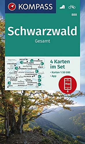 Mountainbike-Bücher : KOMPASS Wanderkarte Schwarzwald Gesamt: 4 Wanderkarten 1:50000 im Set inklusive Karte zur offline Verwendung in der KOMPASS-App. Fahrradfahren. (KOMPASS-Wanderkarten, Band 888)