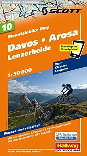 Mountainbike-Bücher : MTB-Karte 10 Davos - Arosa - Lenzerheide 1:50.000: Mountainbike Map (Hallwag Mountainbike-Karten)