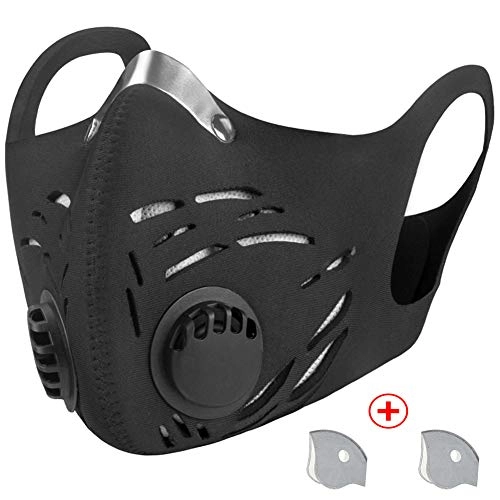Mountain Bike Face Mask : LAIABOR Dust Mask Anti Pollution Face Cycling Mask with Filter Filtration Cotton Sheet and Valves for Exhaust Gas, Pollen Allergy, PM2.5 Running Cycling Outdoor, Black