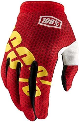 Mountain Bike Gloves : 100% iTrack Unisex Adult Mountain Bike Glove, Red