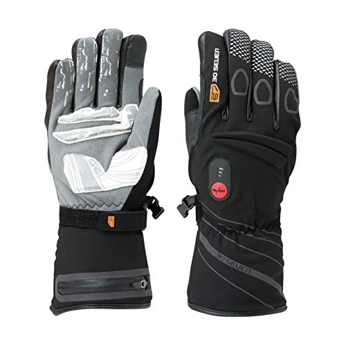 Mountain Bike Gloves : 30seven® Unisex Thinsulate Heated Gloves with Grip — Waterproof, Windproof Winter Gloves with Rechargeable Battery, Medium (Black)