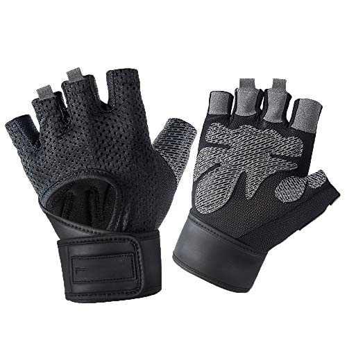 Mountain Bike Gloves : AJAC Cycling Gloves, Half Finger Gloves, Thin Section, Sweat-Absorbent Slip, Hand Protection, Fitness, Outdoor Sports, Wrist Protection, Palm, Black, L