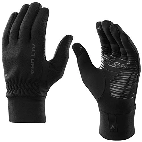 Mountain Bike Gloves : Altura Micro Fleece Thermal Windproof Cycling Gloves - Black, Large / Bicycle Cycle Bike Ride Mountain Road Hand Wear Long Full Finger Glove Mitten Mitt Pair Winter Chill Adult Unisex Insulated Warm