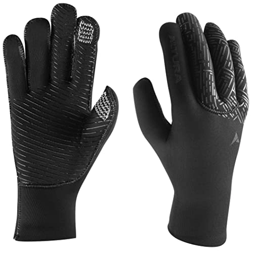 Mountain Bike Gloves : Altura Thermostretch Neoprene Windproof Unisex Gloves - Black / Grey, Medium / Bicycle Cycling Cycle Mountain Road Bike Commute Full Finger Mitten Ride Mitt Insulated Thermal Winter Wind Chill Hand Wear