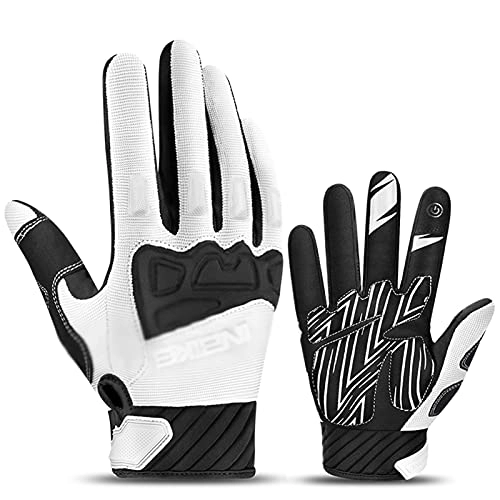 Mountain Bike Gloves : Bicycle Gloves 1 Pair Bike Bicycle Gloves Finger Touchscreen Men Women MTB Gloves Breathable Summer Warm Winter Mittens Cycling Gloves Bike Gloves (Color : White, Size : Large)