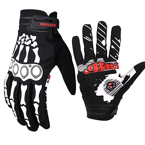 Mountain Bike Gloves : BRZSACR Cycling Gloves Spring Summer Lightweight Touchscreen Mountain Bike Gloves Full Finger Gel Padded for Women MenBlack&Red (Black1, L)