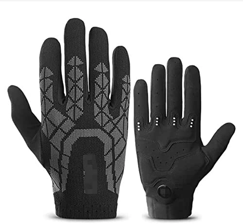 Mountain Bike Gloves : CAIXIA Cycling Gloves Full Finger Spring and Autumn Men's Road Mountain Bike Glove Breathable Non-Slip Electric Bicycle Knitted Mitts MTB Riding Mittens for Women (Size : XXL)