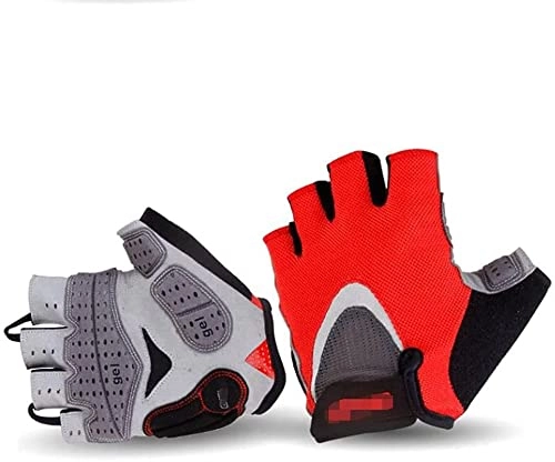 Mountain Bike Gloves : CAIXIA Cycling Gloves, Half-Finger Slip Breathable Bicycle Mitts Mountain Bike, Spinning, Shock Absorption, Outdoor Sports Glove, for Men and Women Training Fitness Climbing (Color : Red, Size : M)