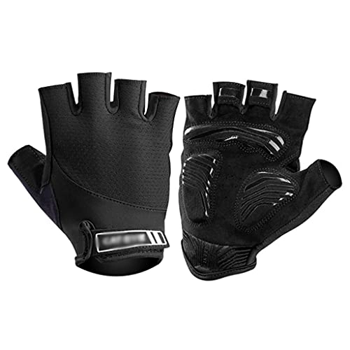 Mountain Bike Gloves : Cycling Gloves Cycling Gloves Half Finger Bike Gloves Breathable MTB Road Sports Motorcycle Biking Gloves Summer for Men / Women Bicycle Gloves (Color : Black, Size : X-Large)