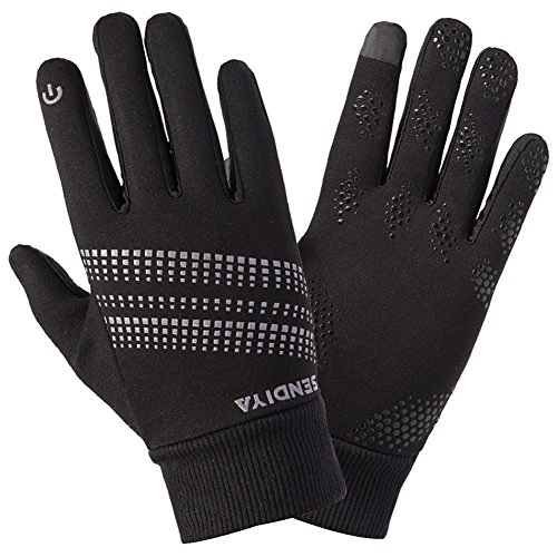 Mountain Bike Gloves : Cycling Gloves, Spohife Windproof Gel Padded Touchscreen Compatible Full Finger Gloves(Black, M)