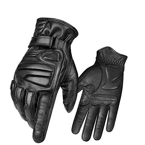 Mountain Bike Gloves : Cycling Gloves XYBB Men Goatskin Leather Cycling Gloves 5mmthickened Eva Pad Motorcycle Gloves Touch Screen Motorbike Mtb Bike Bicycle Gloves XL Black