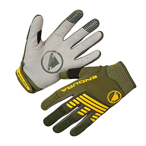 Mountain Bike Gloves : Endura SingleTrack Full Finger Cycling Glove - Pro Mountain Bike MTB Gloves Olive Green, X-Large
