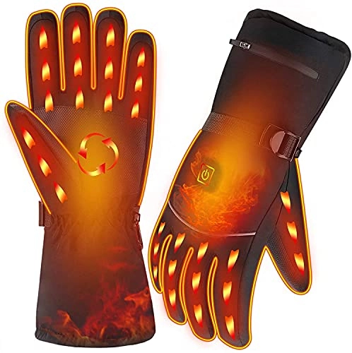 Mountain Bike Gloves : FARONG Electric Heated Gloves with Touchscreen, Washable Heating Hand Warmer Battery Powered Windproof Gloves for Arthritis Hands Men & Women Motorcycle Hunting Cycling (A)