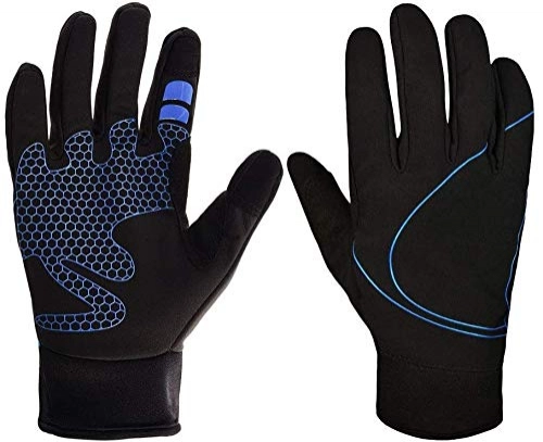 Mountain Bike Gloves : Full Finger Cycling Gloves Unisex Winter Outdoor Bike Gloves Cycling Gloves Bicycle Gloves Mountain Bike Gloves With Anti-Slip Waterproof Touchscreen Outdoor Sport Gloves ( Color : Blue , Size : M )