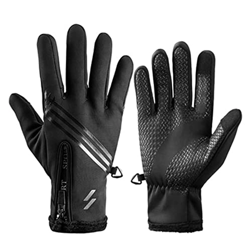 Mountain Bike Gloves : Gloves Mountain Road Bike Gloves Anti Slip Touch Screen Gloves for Men and Women outdoor Casual Keep warm Windproof gloves for Cycling Driving Running Fishing (Color : Black, Size : L)