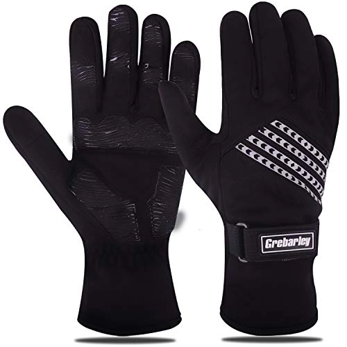Mountain Bike Gloves : Grebarley Cycling Gloves, Anti-slip MTB Gloves, Warm Winter Gloves for Skiing, Cycling, Running and Driving, Water-resistant, Windproof, Adjustable and Flexible for Men / Women (Black, L)