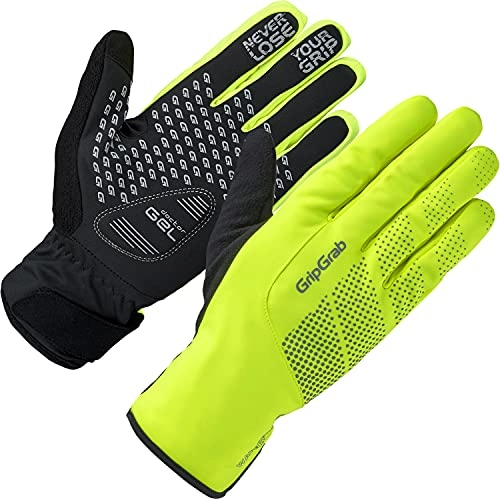 Mountain Bike Gloves : GripGrab Ride Waterproof Winter Cycling Gloves Thermal Padded Touchscreen Fleece-Lined Windproof Black HiViz, Yellow hi-vis, XL