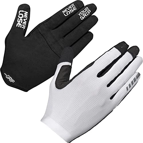 Mountain Bike Gloves : GripGrab Unisex's Aerolite InsideGrip Full-Finger Professional MTB Cycling Gloves Unpadded Anti-Slip Mountain-Bike Off-Road Long, White, Large