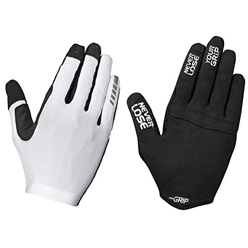 Mountain Bike Gloves : GripGrab Unisex's Aerolite InsideGrip Full-Finger Professional MTB Cycling Gloves Unpadded Anti-Slip Mountain-Bike Off-Road Long, White, Small
